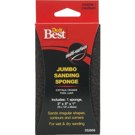 All-Source Jumbo All-Purpose 3 In. x 5 In. x 1 In. 36/80 Grit Medium/Coarse Sanding Sponge 352608GA